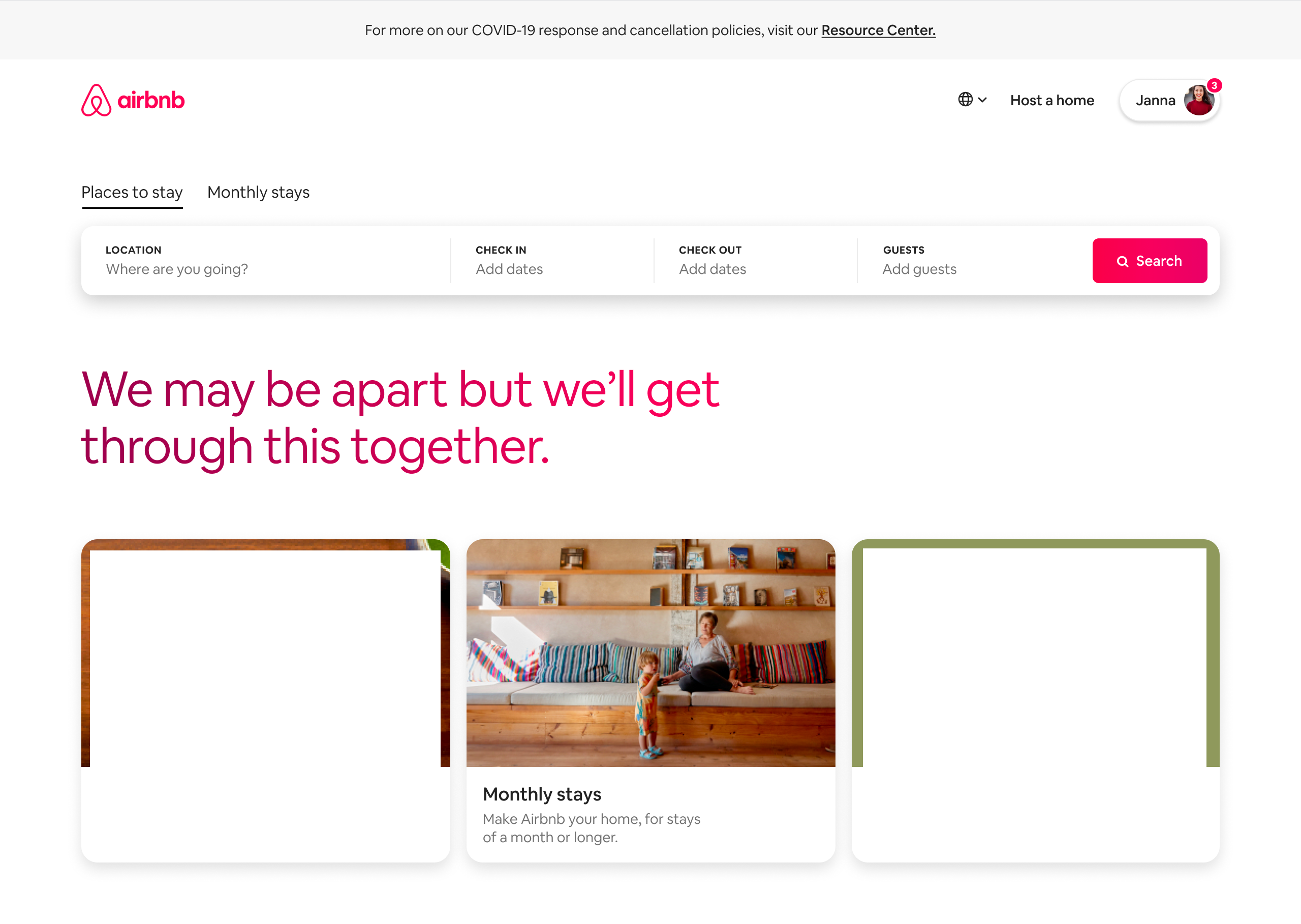 nueva página de aterrizaje de airbnb