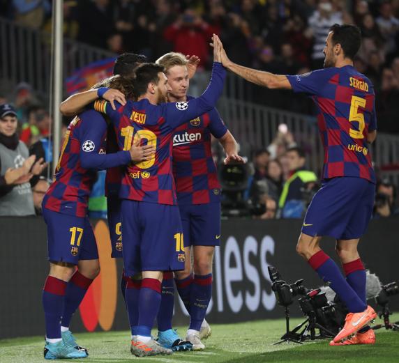 Fútbol. Champions League. FC Barcelona-Borussia Dortmund. Clebración del 2-0.