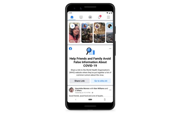 Facebook comenzará a alertar a los usuarios que han interactuado con "información errónea dañina" sobre COVID-19