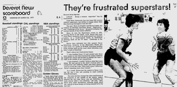 La edición del 26 de marzo de 1997 del Deseret News incluía la crónica de Karen Logan, la mujer que estuvo a punto de batir a Oscar Robertson.