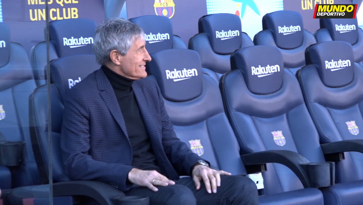 Quique Setién se sienta por primera vez en el banquillo local del Camp Nou Quique Setién se sienta por primera vez en el banquillo local del Camp Nou