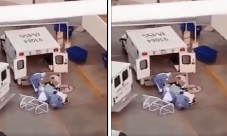 VIDEO: Camilleros del IMSS imprudentes dejan caer a paciente, si no murió de neumonía murió del fuerte golpe