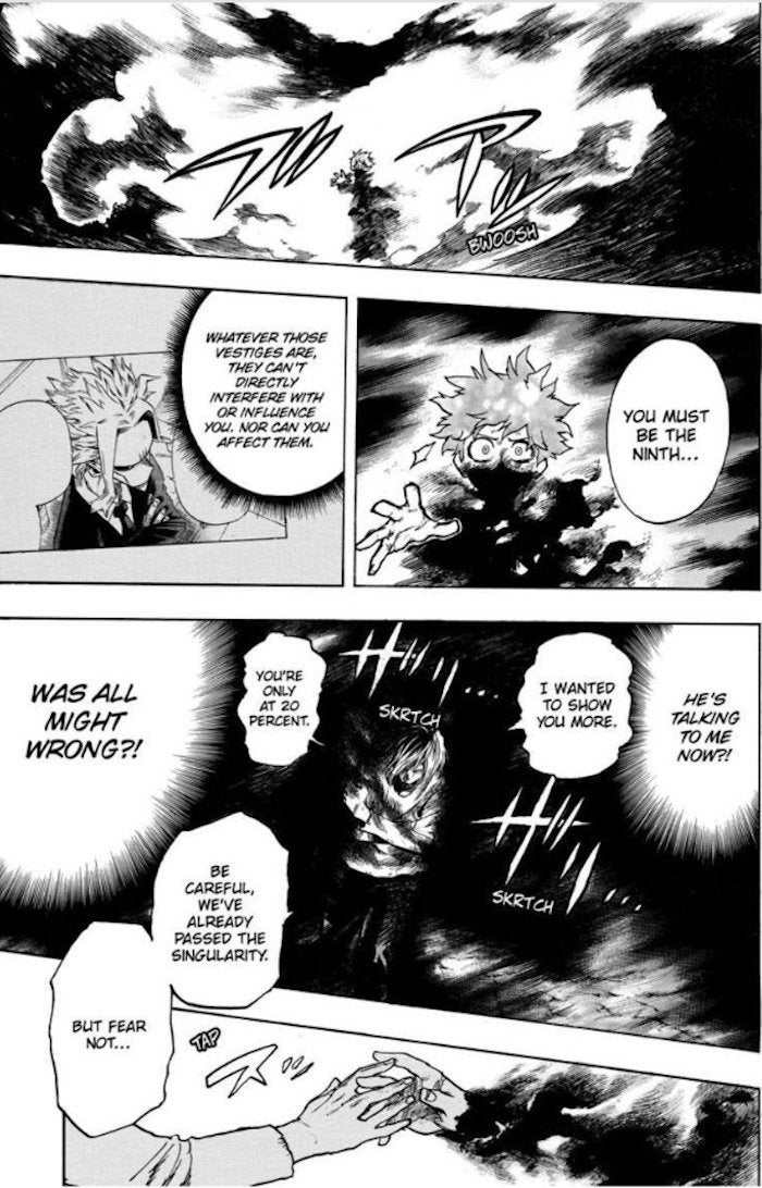 Mi héroe Academia Izuku Uno para toda referencia de singularidad Flashback