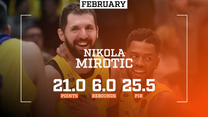 Nikola Mirotic, récord de MVPs mensuales de la Euroliga Nikola Mirotic, récord de MVPs mensuales de la Euroliga