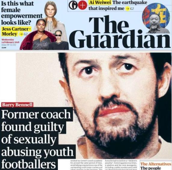 Bennell, portada del The Guardian en febrero de 2018