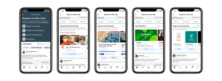 Facebook agregará tarjetas de regalo, trabajos y herramientas de donación a su centro de ayuda comunitaria COVID-19