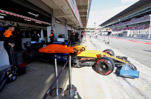 Sainz, en el test de pretemporada de F1 de Barcelona en 2020
