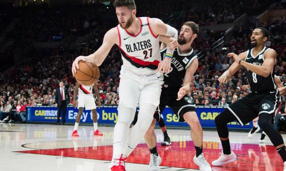 Jusuf Nurkic en una imagen de marzo de 2019, podría volver en agosto en Orlando.