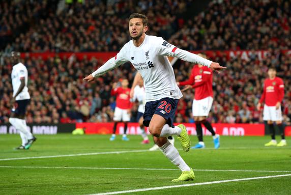 Adam Lallana dio el empate al Liverpool ante el Manchester United