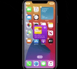 arrastrando un widget a la página de inicio del iPhone