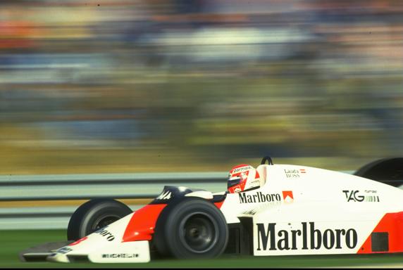 Niki Lauda, en 1984, con su McLaren TAG MP42