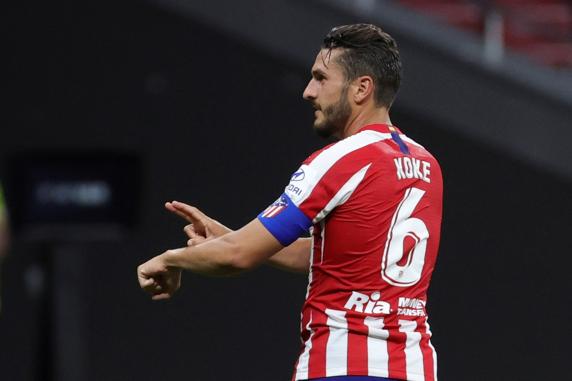 Koke Resurrección, celebrando uno de sus goles.