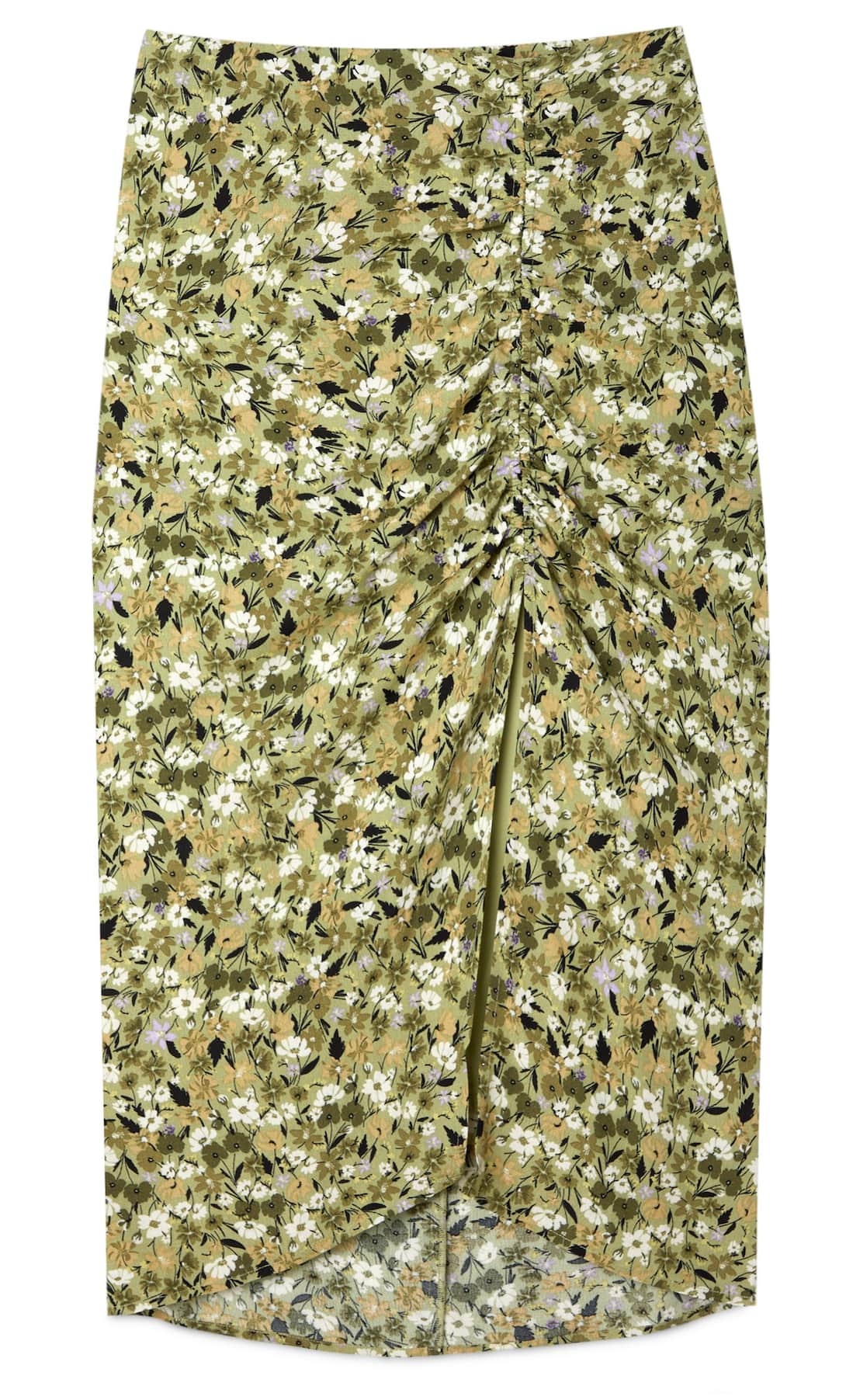 Stradivarius tiene la falda midi más buscada del verano, con fruncido y abertura lateral