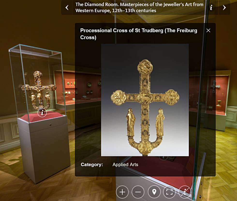 La Sala del Diamante aparece perfectamente recreada en esta visita virtual al Hermitage ruso.