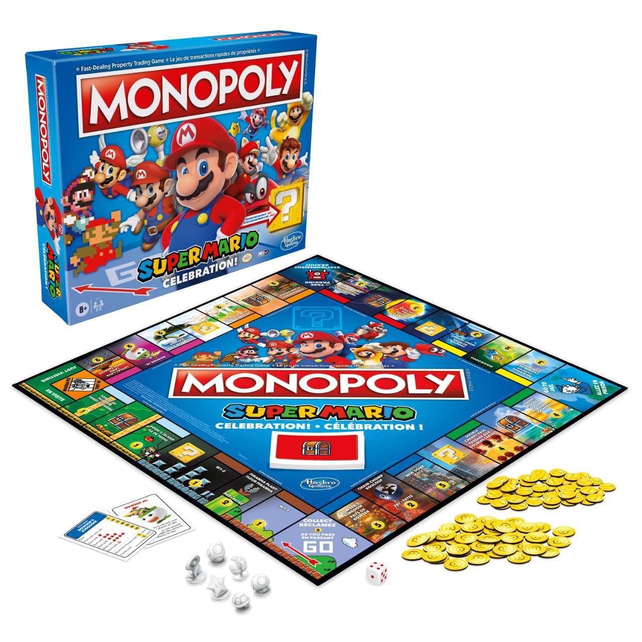 Monopoly Super Mario Celebration Edition_ Empaque y juego Monopoly Super Mario Celebration Edition_ Empaque y juego