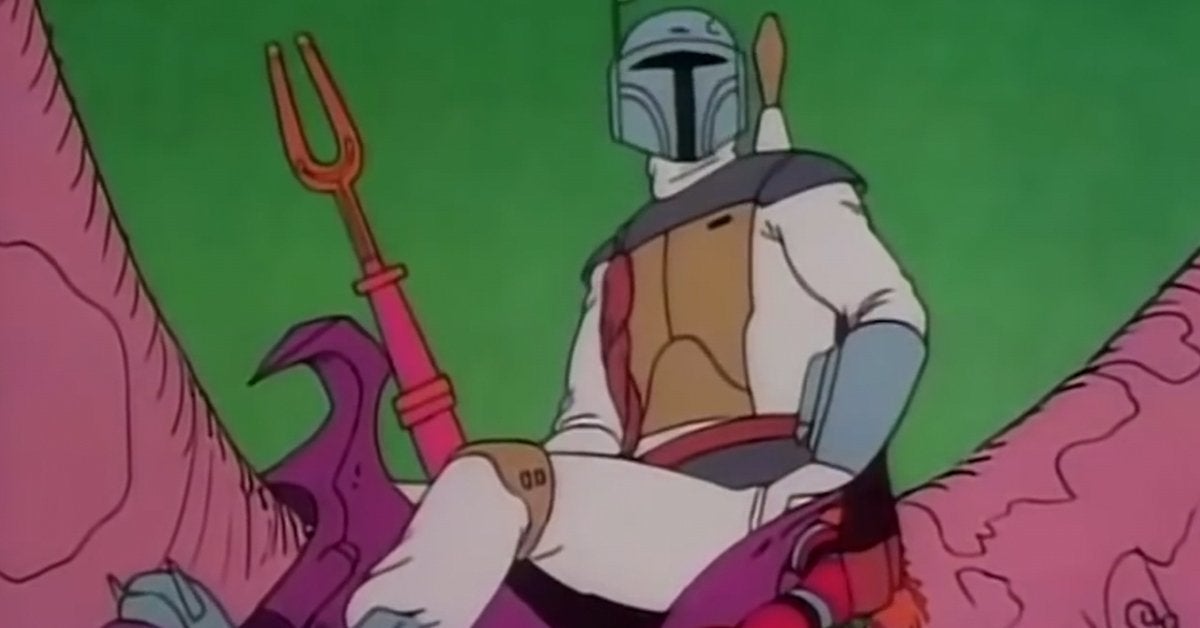 star wars holiday especial boba fett dinosaurio de dibujos animados