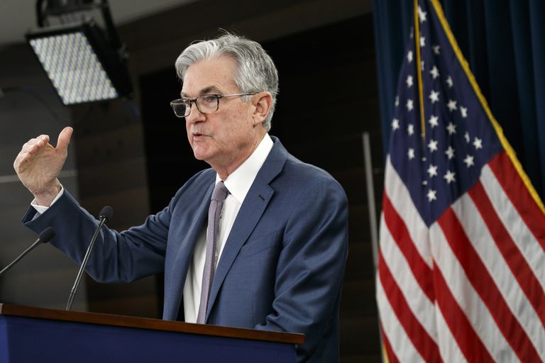 Jerome Powell, presidente de la Fed, en el anuncio sobre los tipos de interés en marzo.