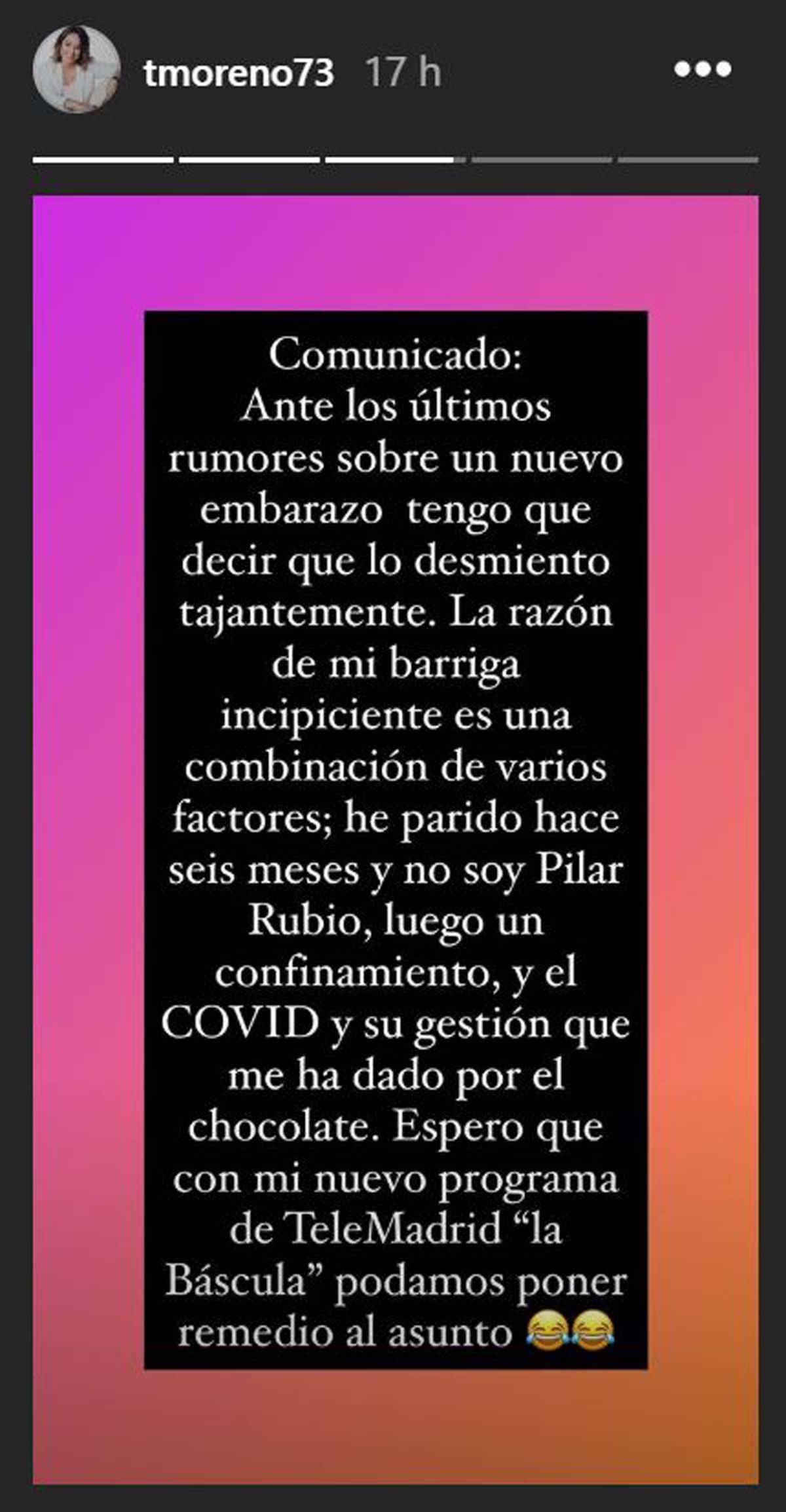 Toñi Moreno ha desmentido estar embarazada derrochando sentido del humor / Instagram