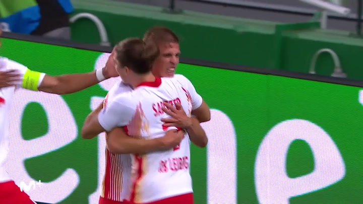 Champions League Leipzig-Atlético. Gol de Dani Olmo (1-0)