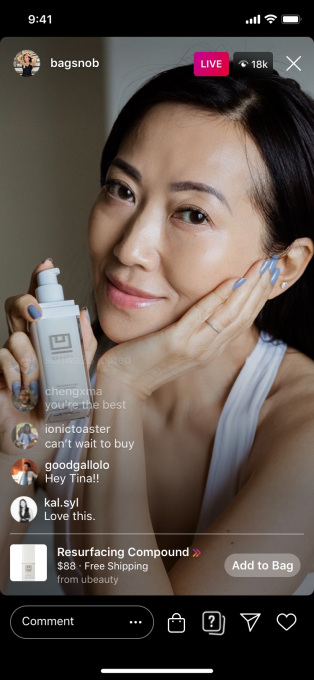 Compras en vivo de Instagram