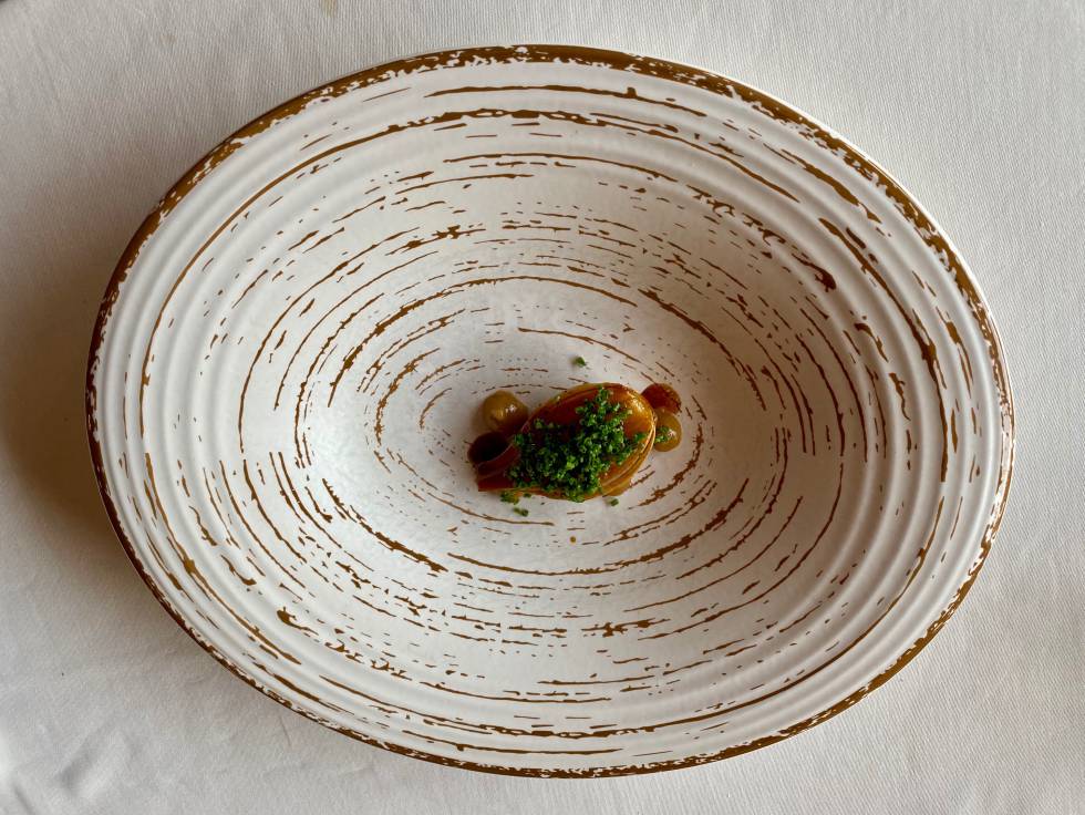 Cebollas con caldo de setas y cebollino. J. C, CAPEL