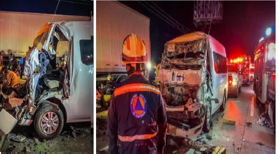 Choque entre tráiler y combi de transporte de personal, hay 13 heridos, en autopista México- Querétaro