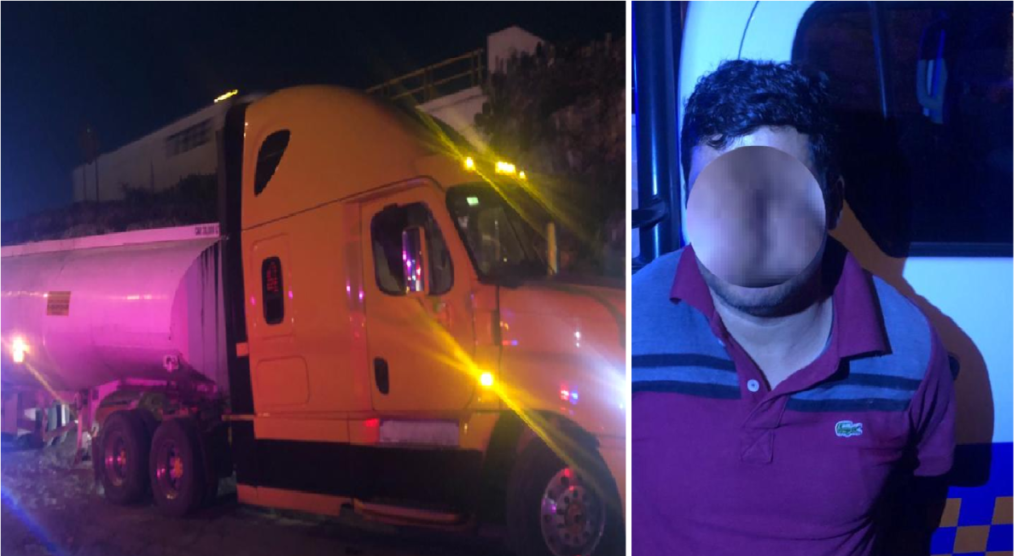 Detienen a huachicolero, traía un tráiler robado con huachicol, en Palmillas, San Juan del Río