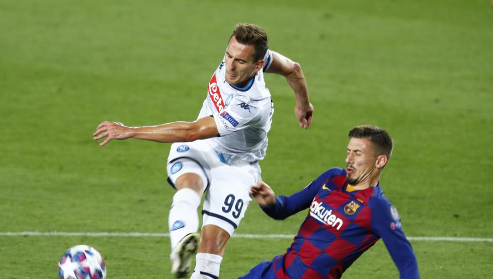 Milik, durante el Barça-Nápoles Milik, durante el Barça-Nápoles
