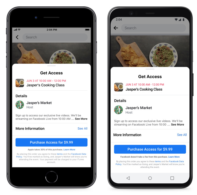 Eventos en línea de Facebook