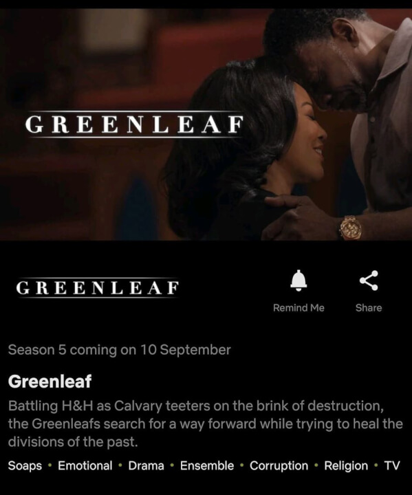 greenleaf temporada 5 netflix lanzamiento en estados unidos