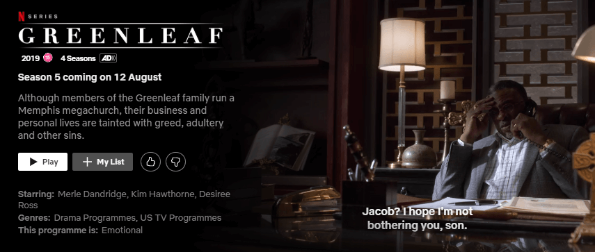 greenleaf s5 netflix fecha de lanzamiento original