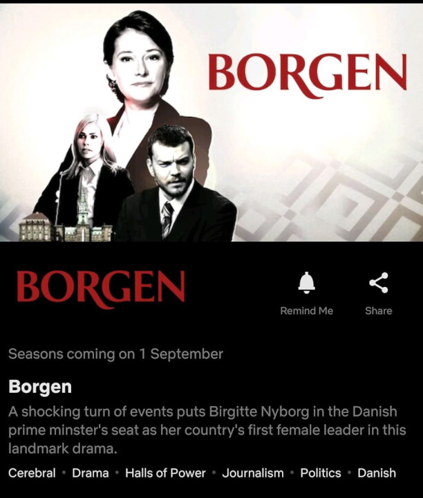 Borgen llegará a Netflix en septiembre de 2020 aplicación móvil