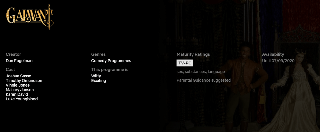 galavant dejando netflix
