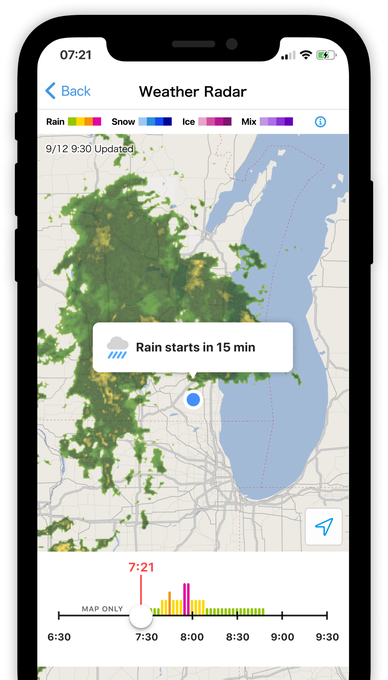 Función de radar meteorológico de SmartNews