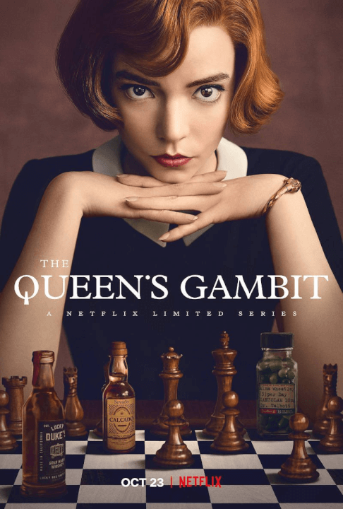 netflix-serie-limitada-el-gambito-de-la-reina-en-octubre-2020-poster cartel de la serie limitada de netflix the queens gambit en octubre de 2020