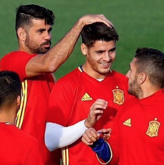 Diego Costa y Koke, en un entrenamiento de la Selección