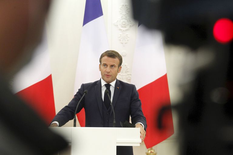 El presidente Francés, Emmanuel Macron, durante una comparecencia en Vilna (Lituania).