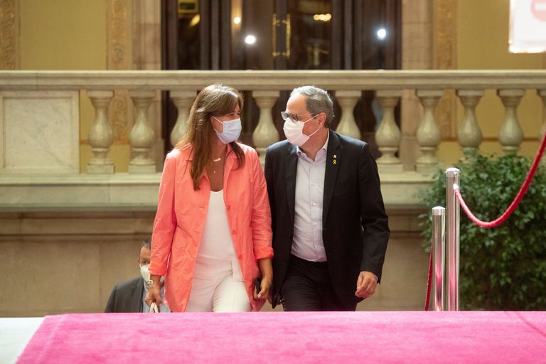 El presidente Quim Torra y la diputada en el Congreso Laura Borràs.