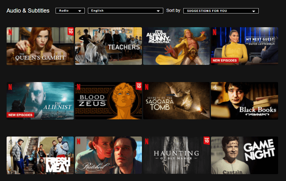 ordenar por idioma netflix