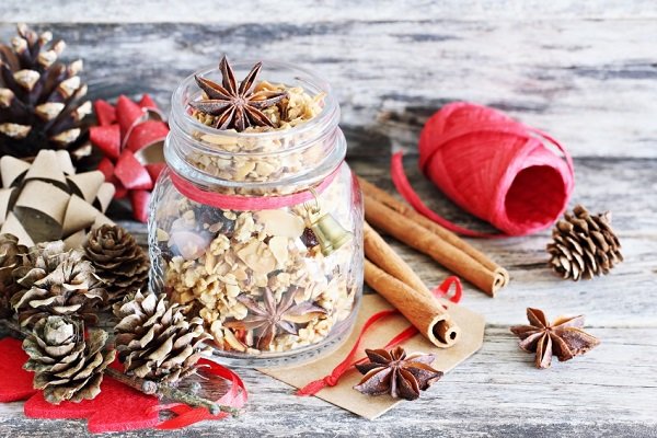 regalo de tarro de granola de vacaciones