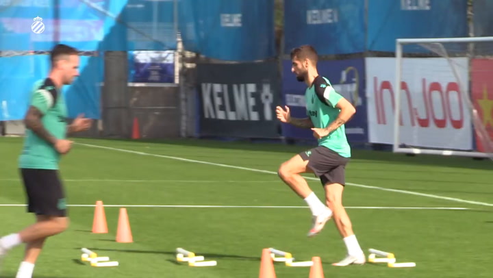 Sesión de entrenamiento del RCD Espanyol en el CE Dani Jarque, el 7 de octubre de 2020