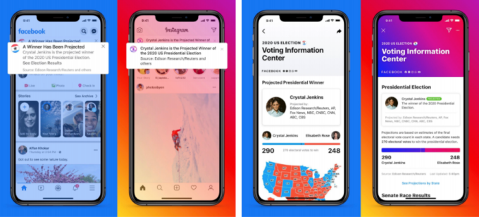 Mensajes de la noche electoral de Facebook