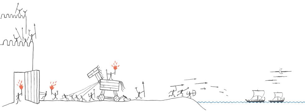 El caballo de Troya. Ilustración de Calpurnio para la edición de la 'Odisea' publicada por Blackie Books.