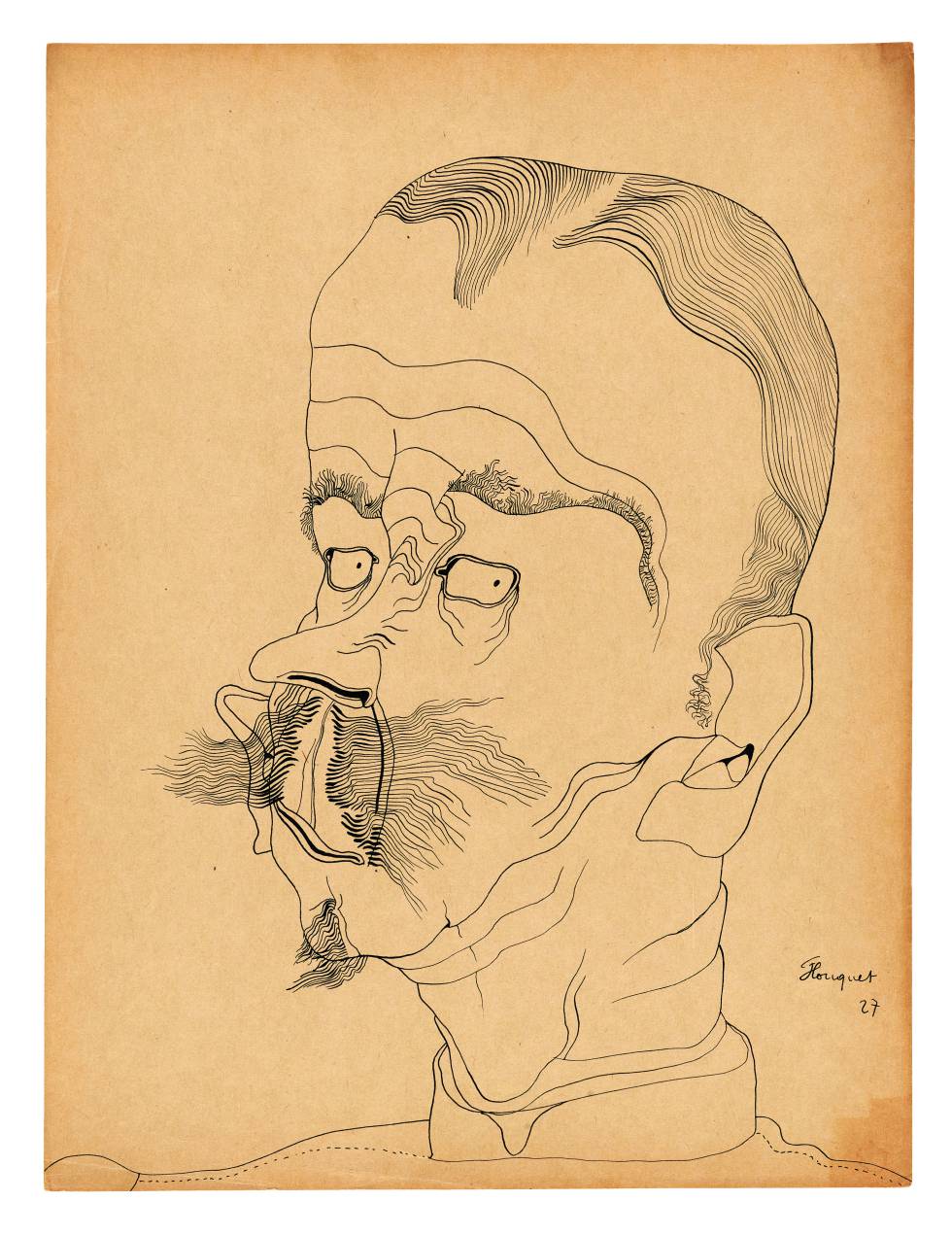 Ojos desencajados, arrugas, dramatismo facial... reunidos en el arte de Flouquet