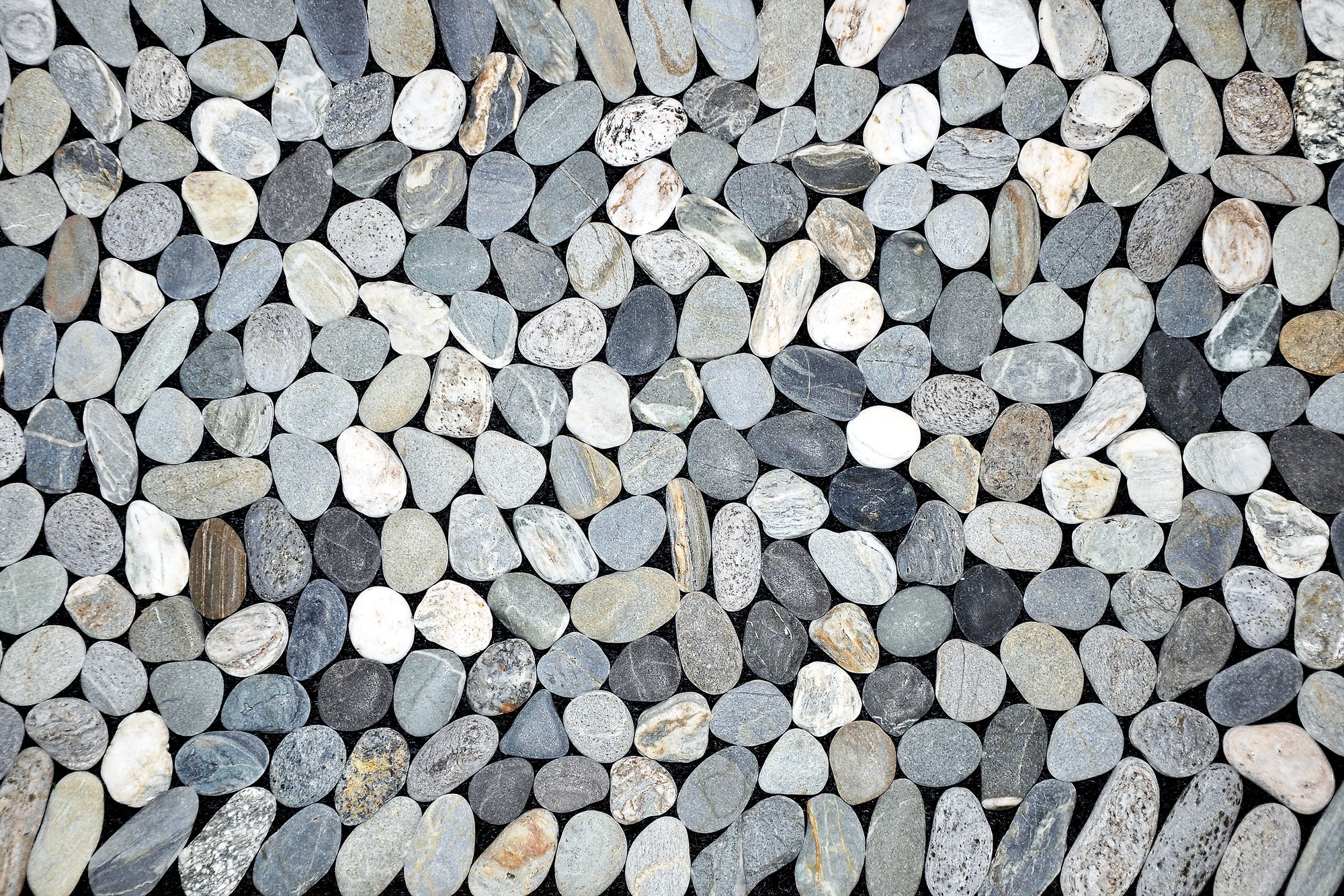 Una estera de guijarros.