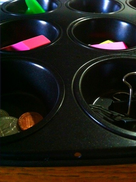 Reciclar para organizar, molde para muffins, suministros de oficina