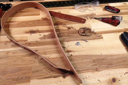 cinturón de cuero borde biselado