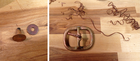 hebilla de cinturón de cuero y remache