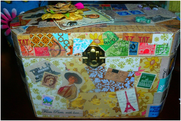 caja de madera decoupage