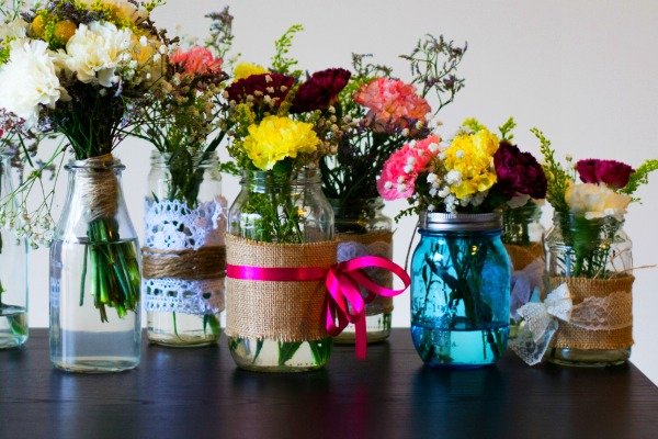 Centros de mesa y decoraciones navideñas de bricolaje económicos, frascos